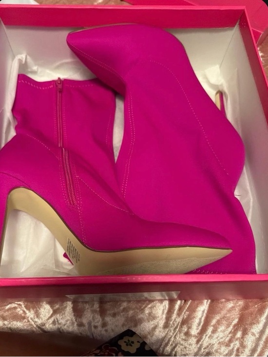 Shoes - Women's Hot Pink Pointed-Toe Stiletto Ankle Boots